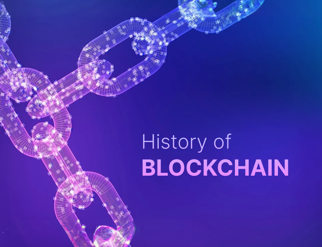 this image is represent the history of blockchain